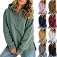 thumbnail image 1 of Yeaiivve Womens Side Slit Hoodie Quarter Zip Raglan Long Sleeve Pullovers Comfy Lightweight Fall Hoodies Daily Casual Hooded Tops L, 1 of 8