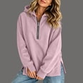 thumbnail image 1 of Yeaiivve Womens Side Slit Hoodie Quarter Zip Raglan Long Sleeve Pullovers Comfy Lightweight Fall Hoodies Daily Casual Hooded Tops L, 1 of 8