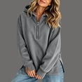 thumbnail image 1 of Yeaiivve Womens Side Slit Hoodie Quarter Zip Raglan Long Sleeve Pullovers Comfy Lightweight Fall Hoodies Daily Casual Hooded Tops XXL, 1 of 8