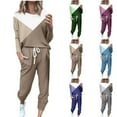 thumbnail image 1 of Yeaiivve Womens Two Piece Outfits Color Block Casual Sweatsuits Jogging Matching Suits Crewneck Long Sleeve Pullover and Drawstring Sweatpants Set Blue XXXL, 1 of 5