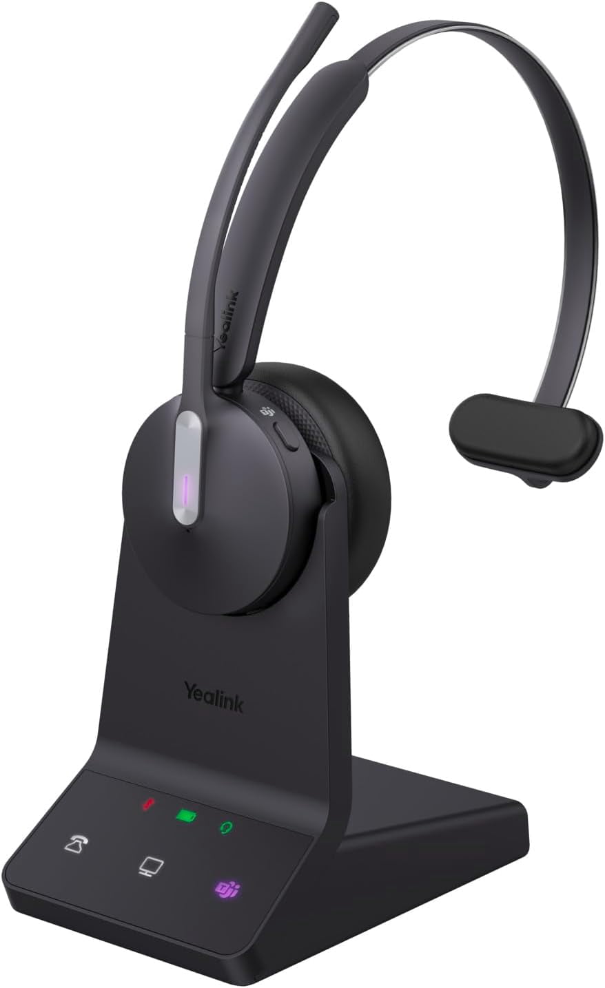 Yealink 1208671 WH64 Mono Teams DECT Hybrid Wireless Headset, Black