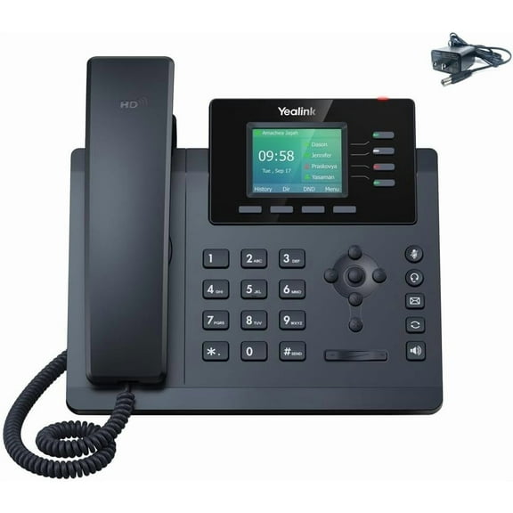 Yealink SIP-T34W WiFi IP Phone - Power Adapter Included - 4 VoIP Accounts. 2.4-Inch Color Display. Dual-Port Gigabit Ethernet, 802.3af PoE, (SIP-T34W-PSU)