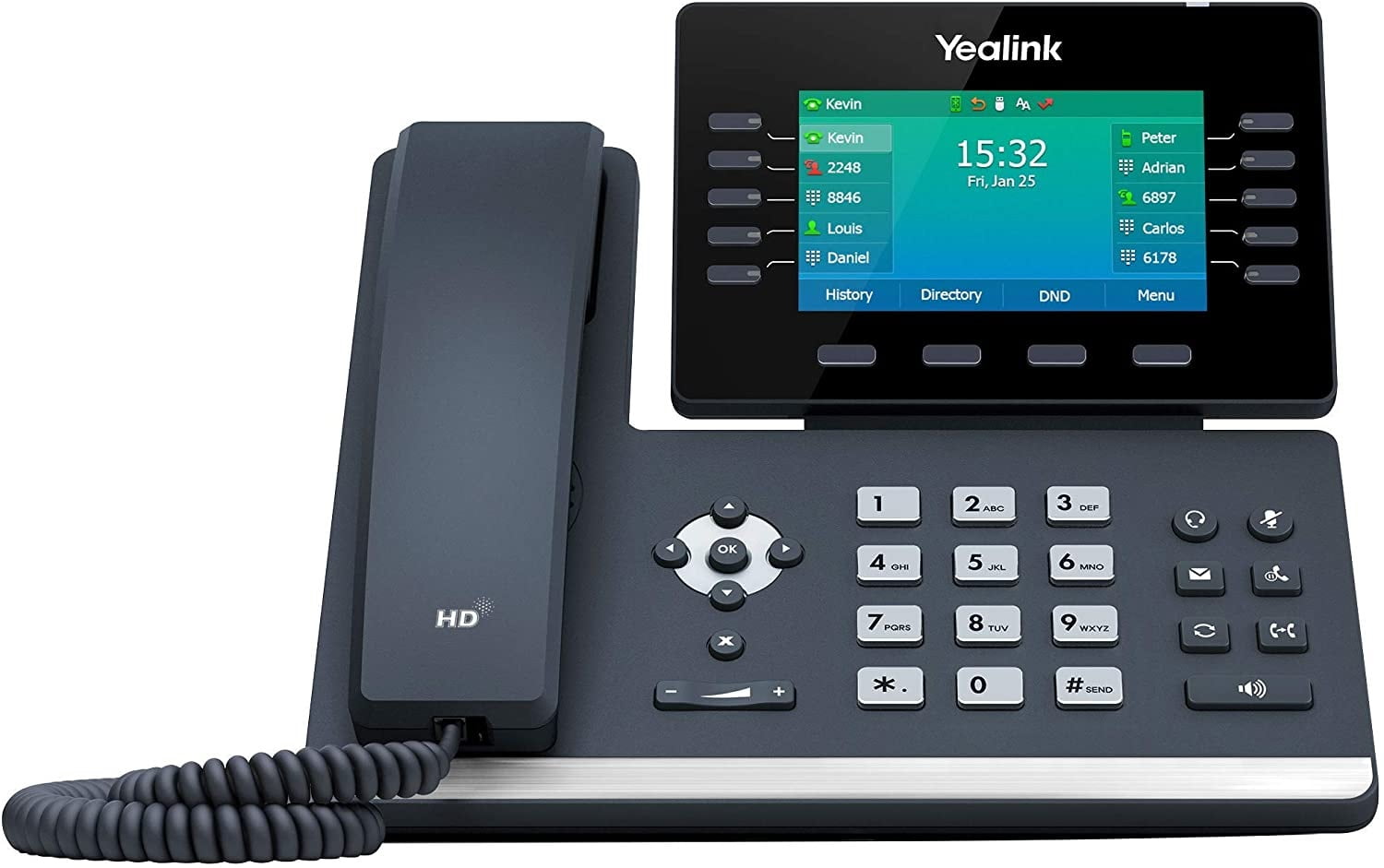Yealink SIP T54W IP Phone, Corded or Cordless, Bluetooth, Wi-Fi, Desktop, Classic Gray