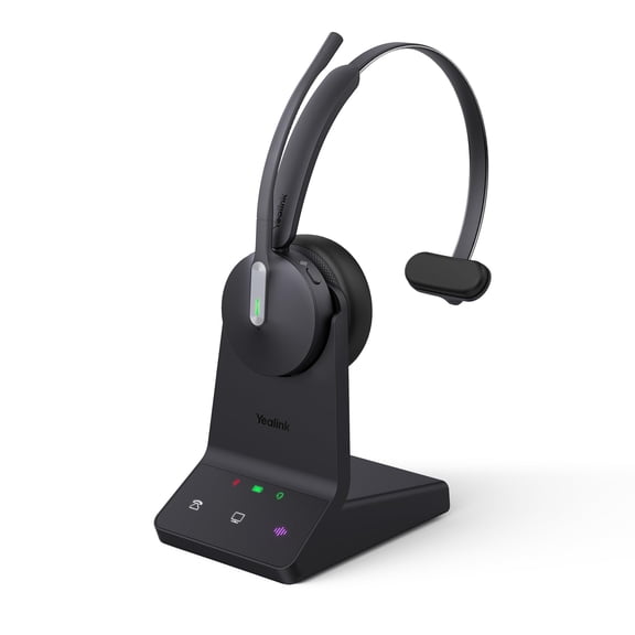 Yealink WH64 DECT & Bluetooth Mono UC Wireless Headset, 606ft Long Range Work Headphones, 3X Noise Cancelling Mic, 26H Calls,Ringtone, Office Single On Ear Headsets (Desk Phone,Laptop,PC,Cellphone)