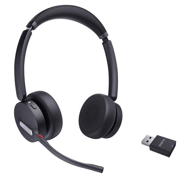 Yealink WH64 Hybrid DECT& Bluetooth Wireless Headset,492ft Range Dual Teams Headphones with DECT Dongle, 3X Noise Cancelling Mic, 32H Talk Time, Office Work Portable Headsets for PC,Cellphone,Laptop