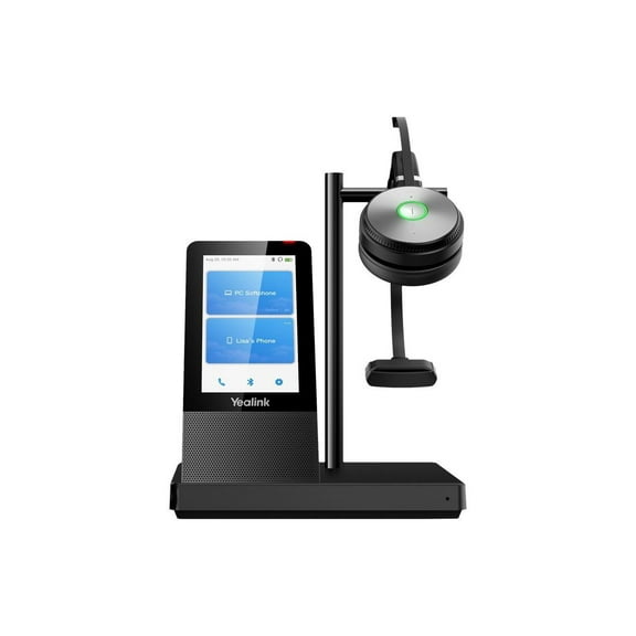 Yealink WH66 Mono Teams 4.0 inch (480 x 800) capacitive touch screen Yealink Acoustic Shield Technology 2-ports USB 3.0 hub Wireless mobile phone charger Crystal speakerphone Supports busylight Teams