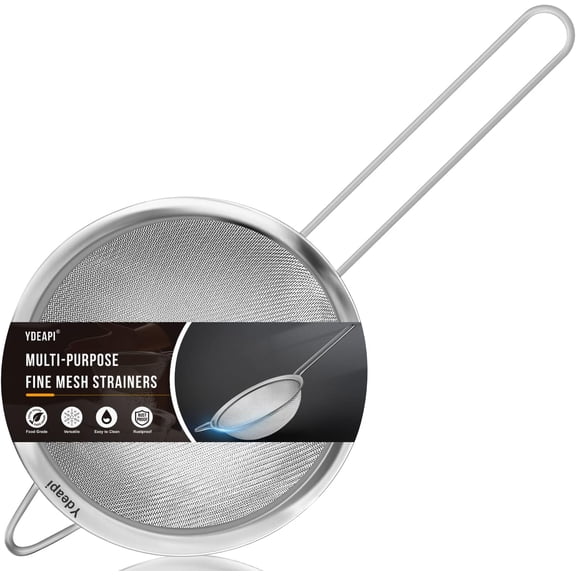 Yeapi 6.3" Fine Mesh Strainer with Hanle, Metal Foo Strainers for Kitchen, Sieve Fine Mesh Stainless Steel for Rice, Quinoa, Pasta, Nooles
