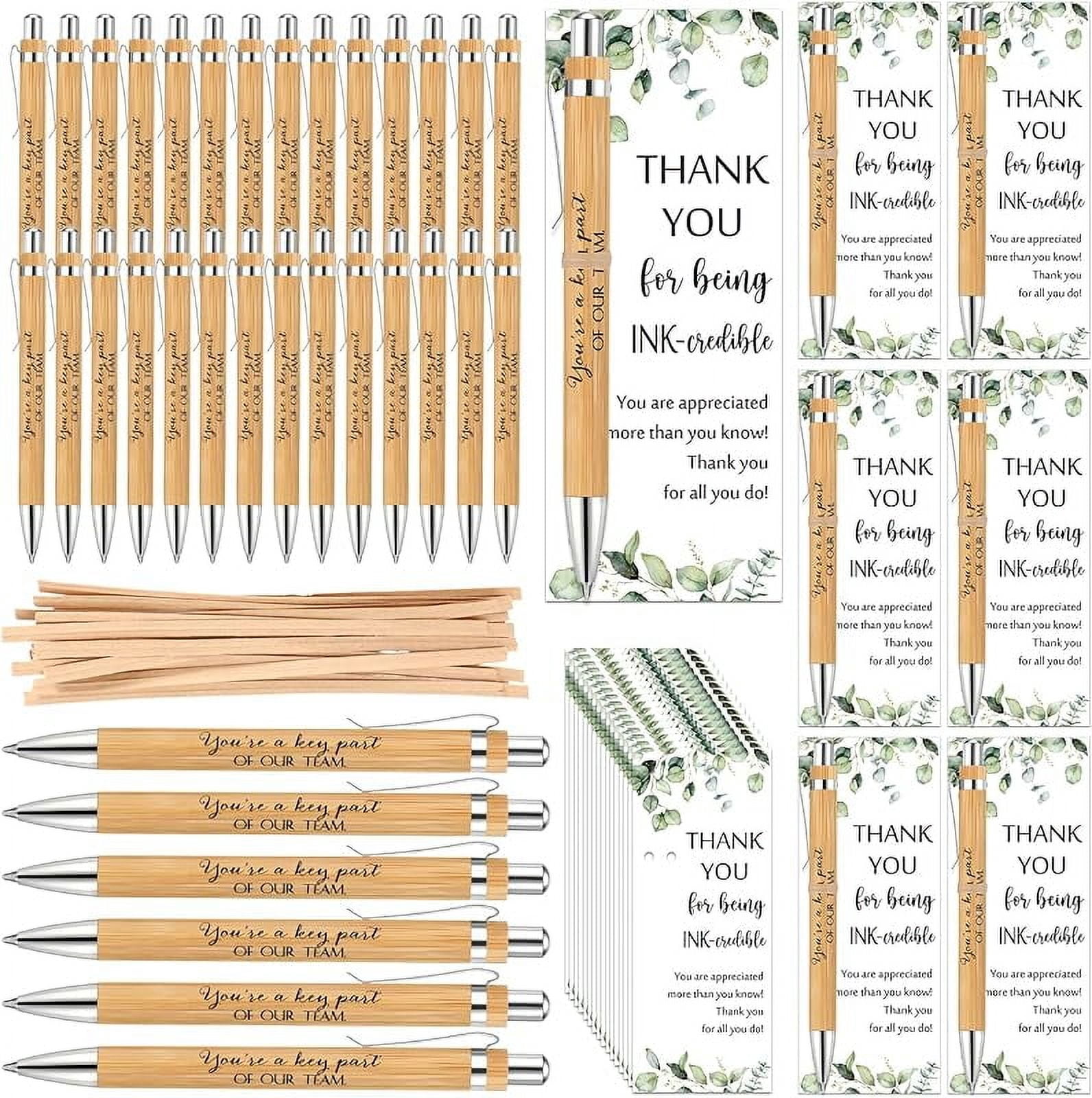 50 Sets Employee Appreciation Gift Include Motivational Burlap Drawstring Bags Wood Retractable Ballpoint Pens Inspirational Keychain Thank You Kraft - View #4
