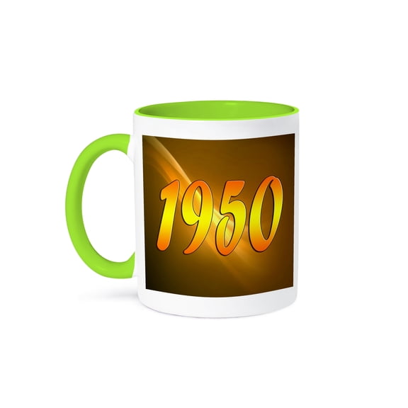 3dRose, Year 1950, 11oz Two-Tone Green Mug