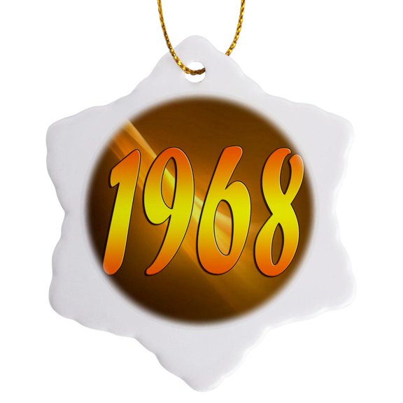 3drose, Year 1968, 3 inch Snowflake Porcelain Ornament