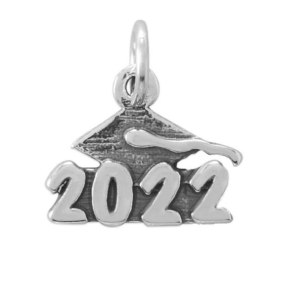 Year 2022 Charm Graduation Cap and Tassel Sterling Silver