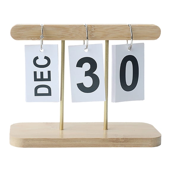 Year Calendar, Creative Wooden Page Perpetual Calendar, Office and Home Room Desktop Decorative Ornaments, Monthly Flip Desktop Organizer for Planning and Decoration