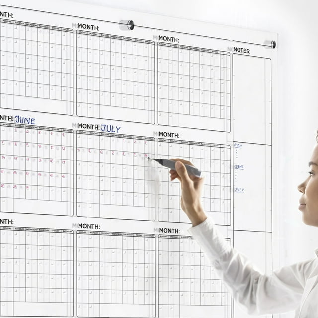 Year Classic Calendar Giant Acrylic Dry Erase Yearly Wall Calendar