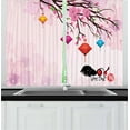 thumbnail image 1 of Year of the Dog Curtains 2 Panels Set, Chinese New Year Arrangement with Canine Silhouette on Watercolor Backdrop, Window Drapes for Living Room Bedroom, 55W X 39L Inches, Multicolor, by Ambesonne, 1 of 2
