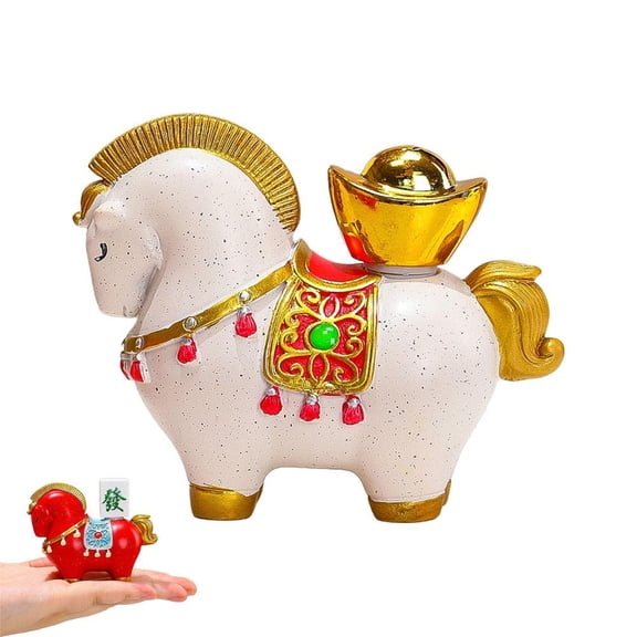 Year of The Horse 2026 Chinese New Year Ornaments, Resin Horse Statue Tabletop Decor, Cute Blessing Gift & Spring Festival Souvenir for Home, Office, Store or Restaurant Decor