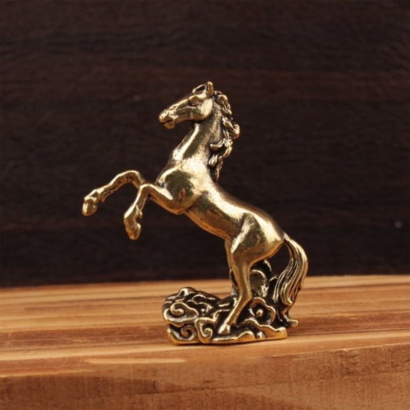 Year Of The Horse Gifts,2026 Year Of The Horse,4inch Small Horse Statue Copper Alloy Material Hand Carved,2026 Year Of The Horse Sculptures Ornaments,Miniature Brass Lucky Horse Statue.(D)