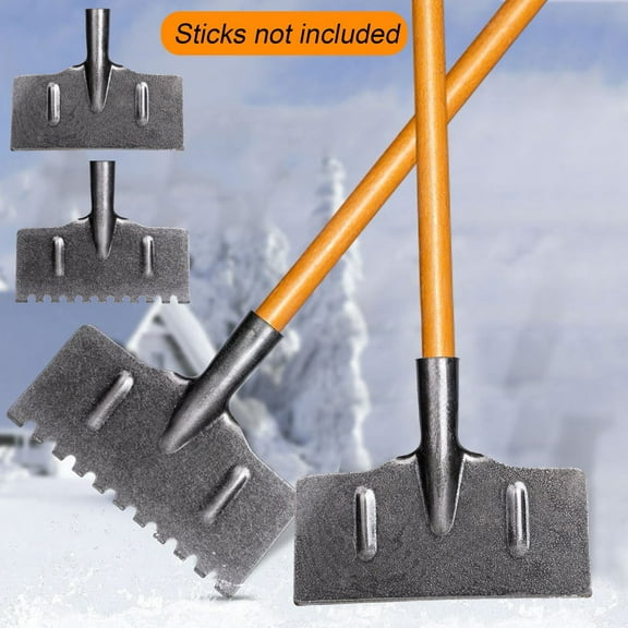 Year of The Horse Heavy Duty Manganese Steel Ice Crusher and Snow Shovel, Multi Purpose Winter Tool for Breaking Removal Garden Weeding and Digging for Outdoor Yard Maintenance, 9.8*8in, Silver-A
