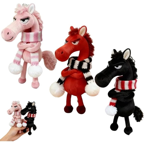 Year of The Horse Lucky Mascot — New Year Good Luck Gift 2026, Good Luck Home Decor Ornament, Cute Red Fire Horse Stuffed Animal Collectible, New Year Festival Hanging Gift(1set)