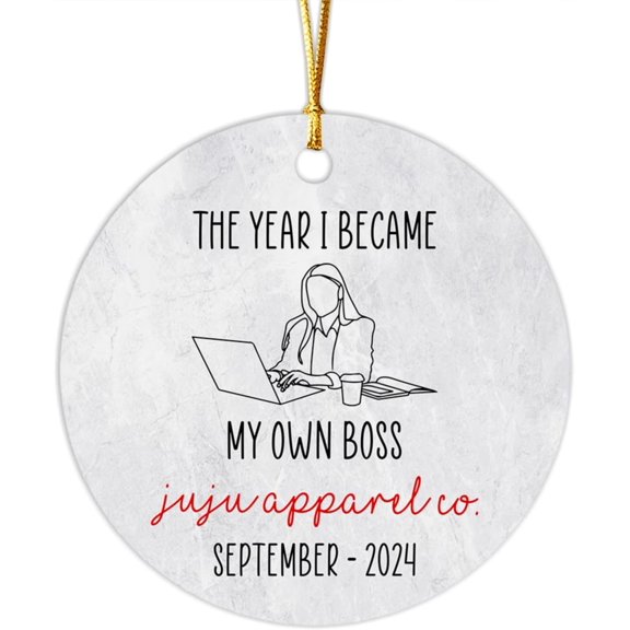 The Year I Became My Own Boss Ornament, Custom Christmas 2025 Ornament for Boss/Leader/Coworker/Manager, Boss Christmas Ornament Best Boss Name & Date Ornament, Personalized CEO Ornaments LsuGWw