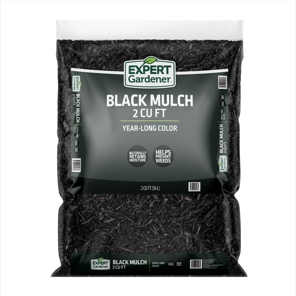 Expert Gardener Black Mulch, 2 cu. ft. – Year Long Color, Decorative Landscaping Mulch