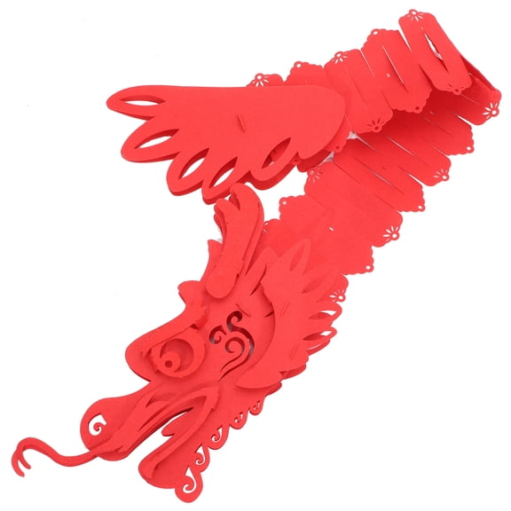 WHAMVOX Lunar New Year Dragon Ceiling Decor in Red Non Woven Cloth for Festive Supplies and Wall Hanging Decor 1 Piece