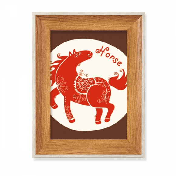Year Of Horse Animal China Zodiac Red Desktop Wooden Photo Frame Display Picture Art Painting Multiple Sets
