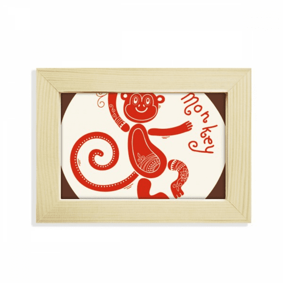 Year Of Monkey Animal China Zodiac Red Desktop Decorate Photo Frame Picture Art Painting 5x7 inch