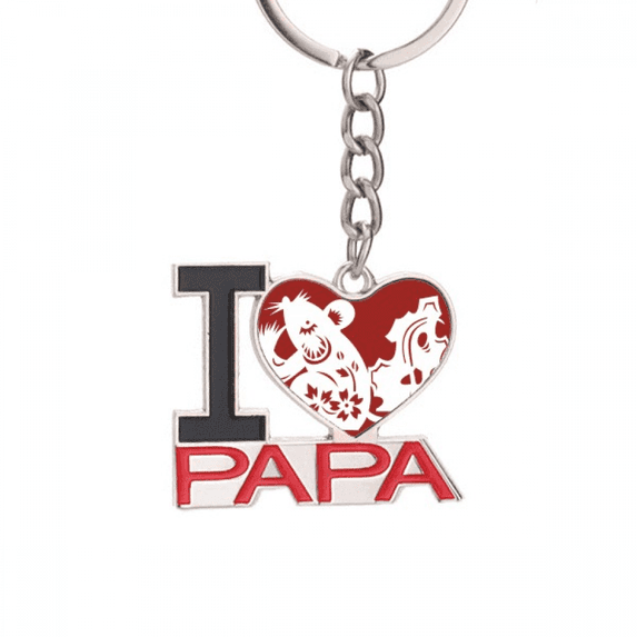 Year Of Rat Animal China Zodiac Pattern Keychain Metal Keyring Holder Love PAPA Father