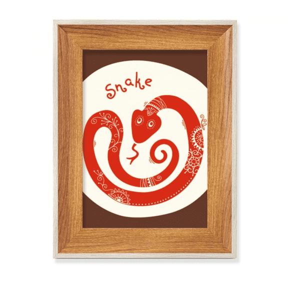 Year Of Snake Animal China Zodiac Red Desktop Wooden Photo Frame Display Picture Art Painting Multiple Sets