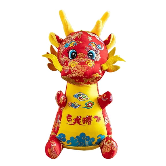 Year Of The Dragon New Year Plush Toy 2024 Dragon Flying In The Sky Mascot Doll Zodiac Home Decoration Ornament Red One Size