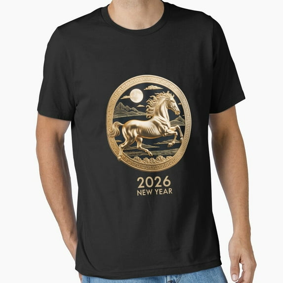 Year Of The Horse 2026 Happy Chinese New Year Essential Unisex T-Shirt, up to Size 5XL