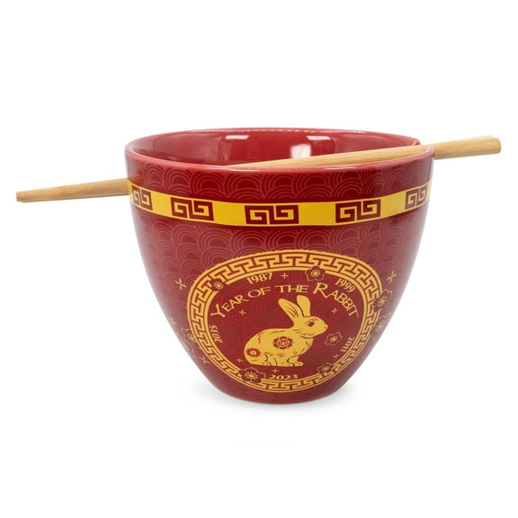 Year Of The Rabbit Chinese Zodiac 16-Ounce Ramen Bowl and Chopstick Set