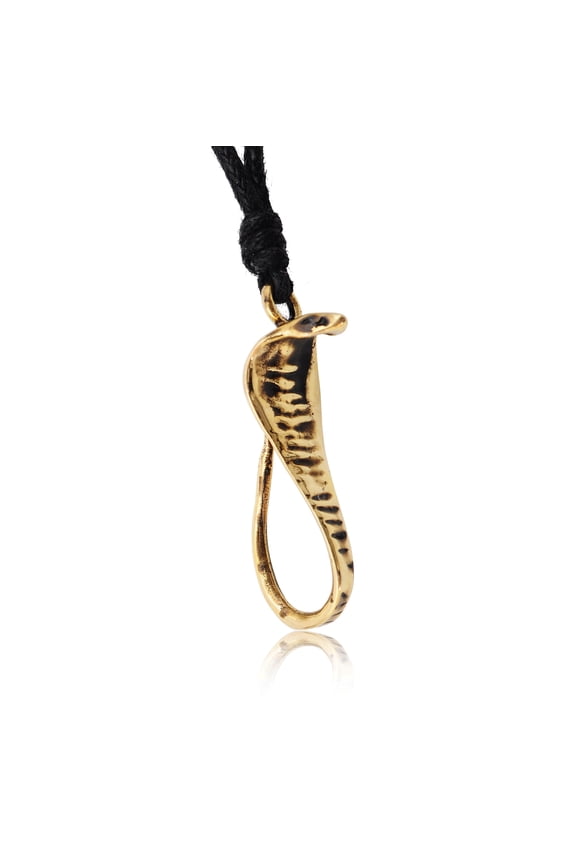 Year Of The Snake Cobra Silver Pewter Charm Necklace Pendant Jewelry With Cotton Cord