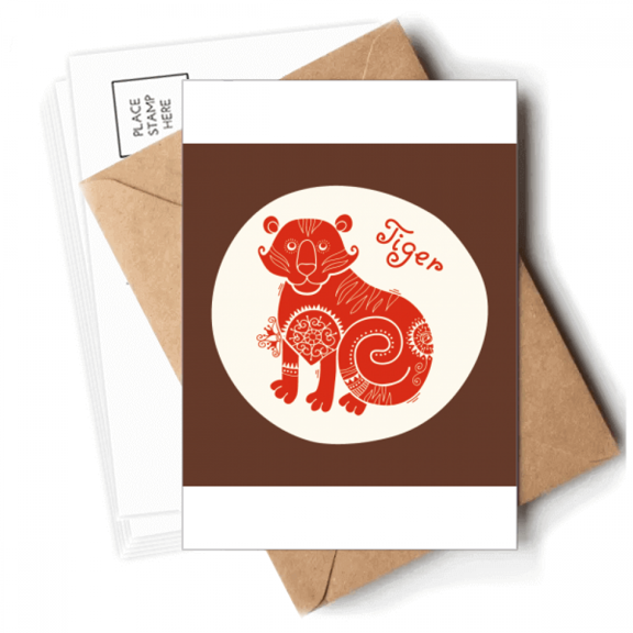 Year Of Tiger Animal China Zodiac Red Postcards Envelopes Blank Note Cards Mailing