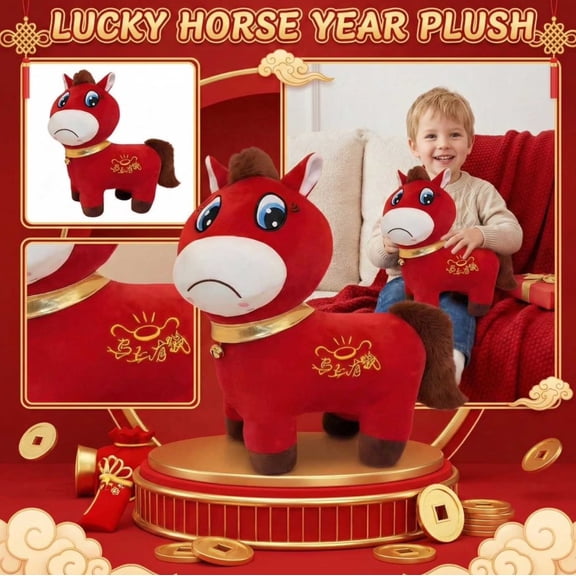 Year Of the Horse 2026 Plush Crying Horse Plush Doll 7.87 In Collectible Funny Horse Stuffed Toy Winter Plush Lovely Collectible Toy