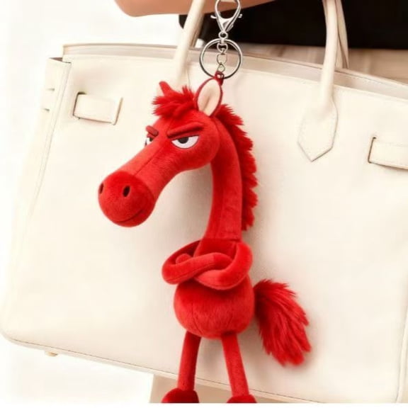 Year Of the Horse Lucky Mascot, Good Luck Home Decor Ornament, Cute Red Fire Horse Stuffed Animal Collectible, New Year Festival Hanging Gift(Red)