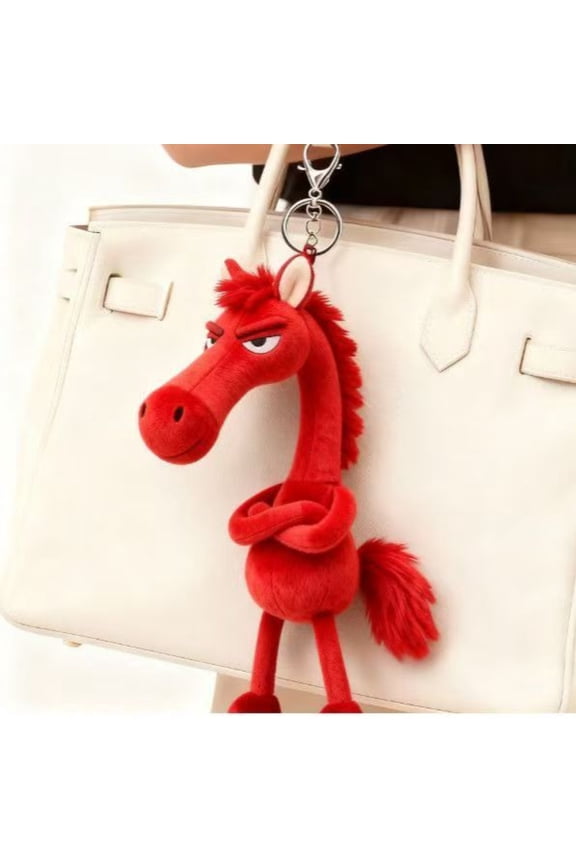 Year Of the Horse Lucky Mascot, Good Luck Home Decor Ornament, Cute Red Fire Horse Stuffed Animal Collectible, New Year Festival Hanging Gift(Red)