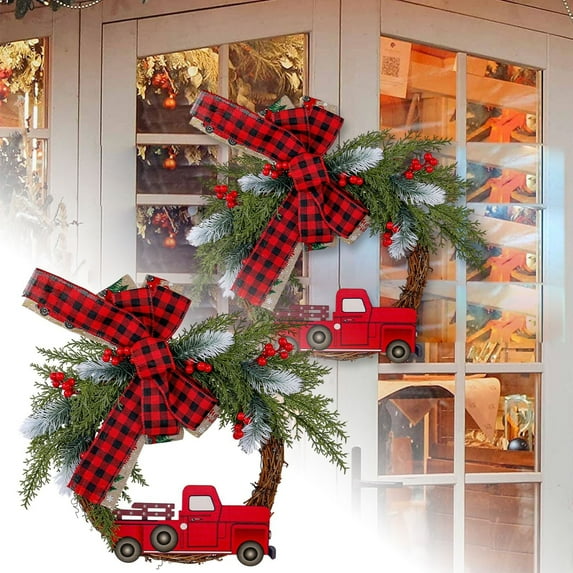 Boxwood Front Door Wreath for Year Round Indoor Outdoor Use with Realistic Greenery and Full Circular Shape