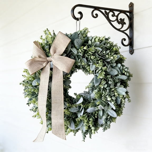 Year Round Wreaths For Front Door, Front Door Wreath, Spring Wreaths For Front Door, Artificial Greenery Wreath With Bow For Indoor Outdoor Home Decor Season Gift