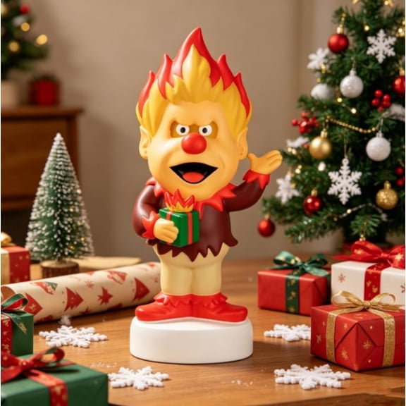 Retro Christmas Collectible Figurine for Tabletop Display, The Year Without a Santa Claus LED Illuminated Blow Mold Night Light, Indoor Home Decor Accessory, 1 Piece