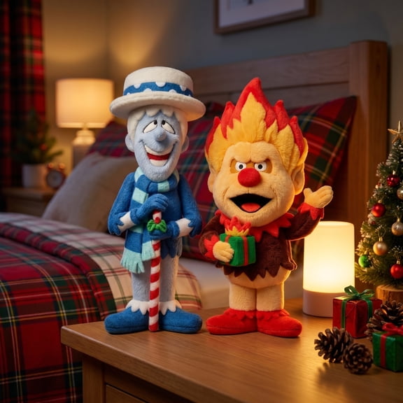 The Year Without Santa Claus Snow Miser Collectible Plush, 11.81 Inch Fleece Stuffed Figure, Winter Cabin Decor Must-Have, Detailed Candy Cane Character Doll for Gifting, Display