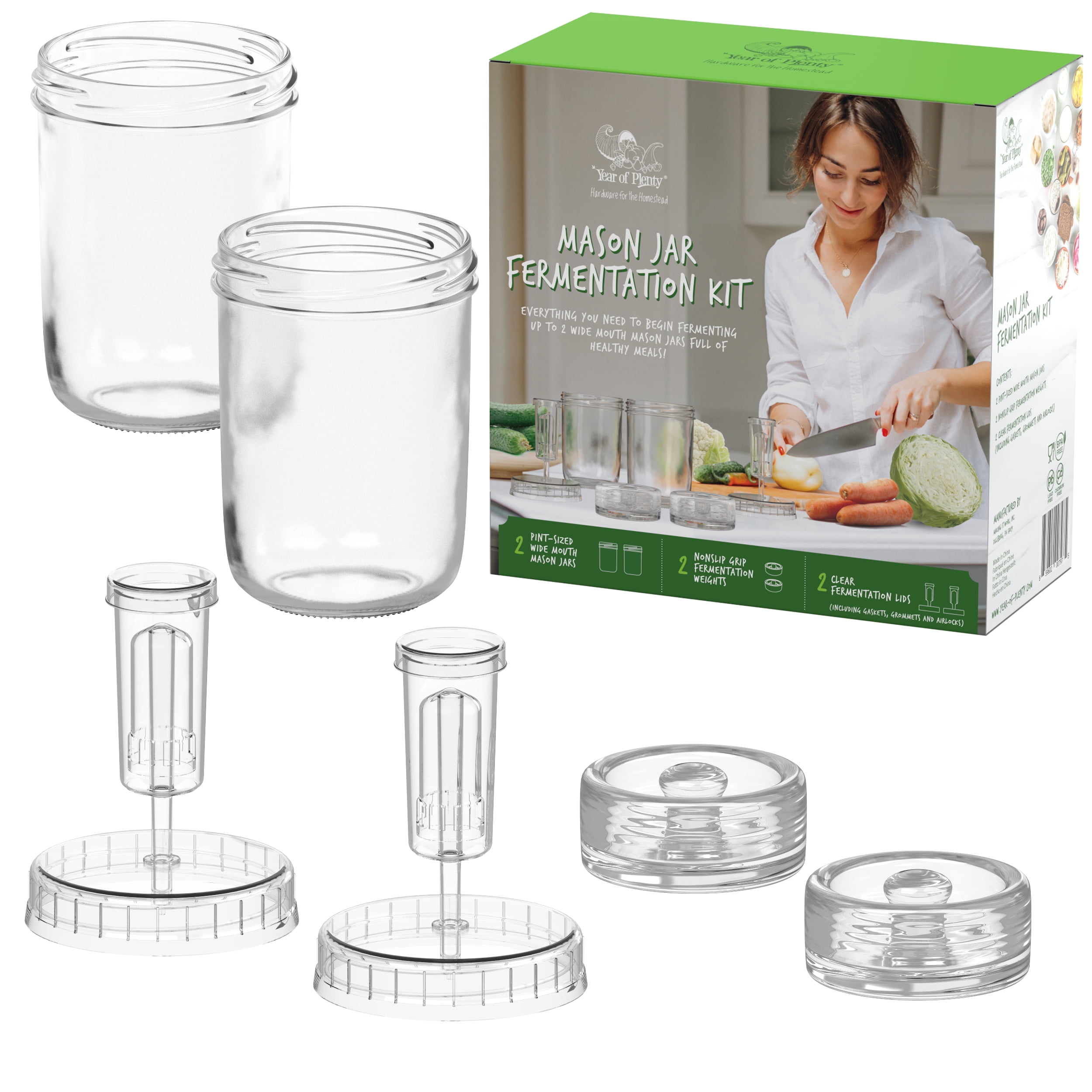 Multi-Purpose Glass Mason Jar with Flip Top Lid for Pickles and Spices,  Large Mason Jars Wide Mouth with BPA-FREE Plastic Lids for Jam and  Fermenting
