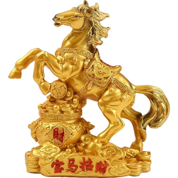Year of The Horse 2026 Resin Horse Statue, Resin Horses Sculpture Chinese New Year Horses decoration -5.5In