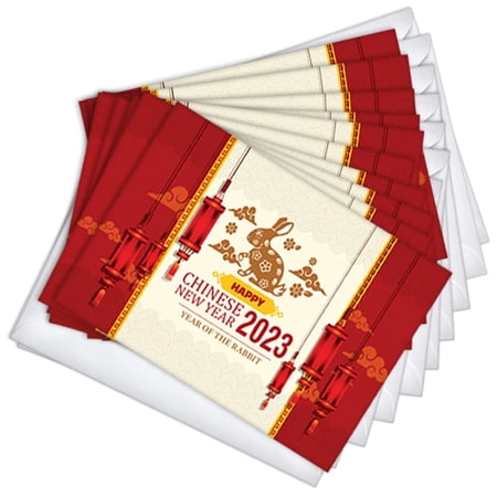Year of The Rabbit 2023 Chinese New Year Cards | 20 Pack Bulk Set (5x7)
