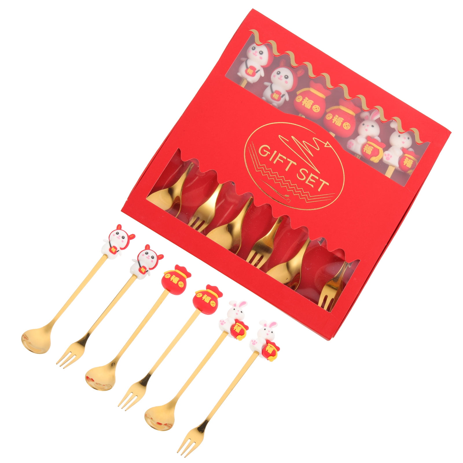 Year of The Rabbit Spoon and Fork Combination Camping Appetizer