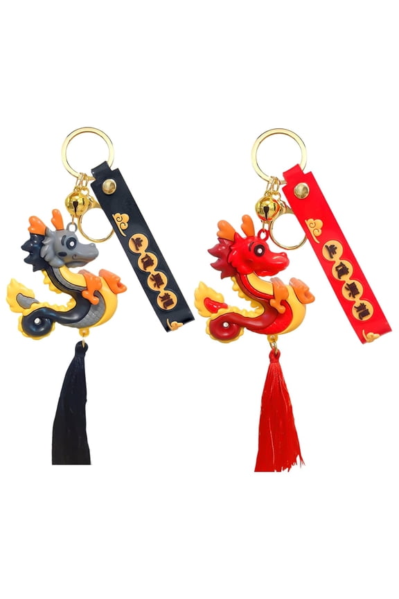 Year of the Dragon 2024 Keychain, Cute Chinese Lunar New Year Dragon Keychain with Chinese Characters, 1pc/2pcs/4pcs