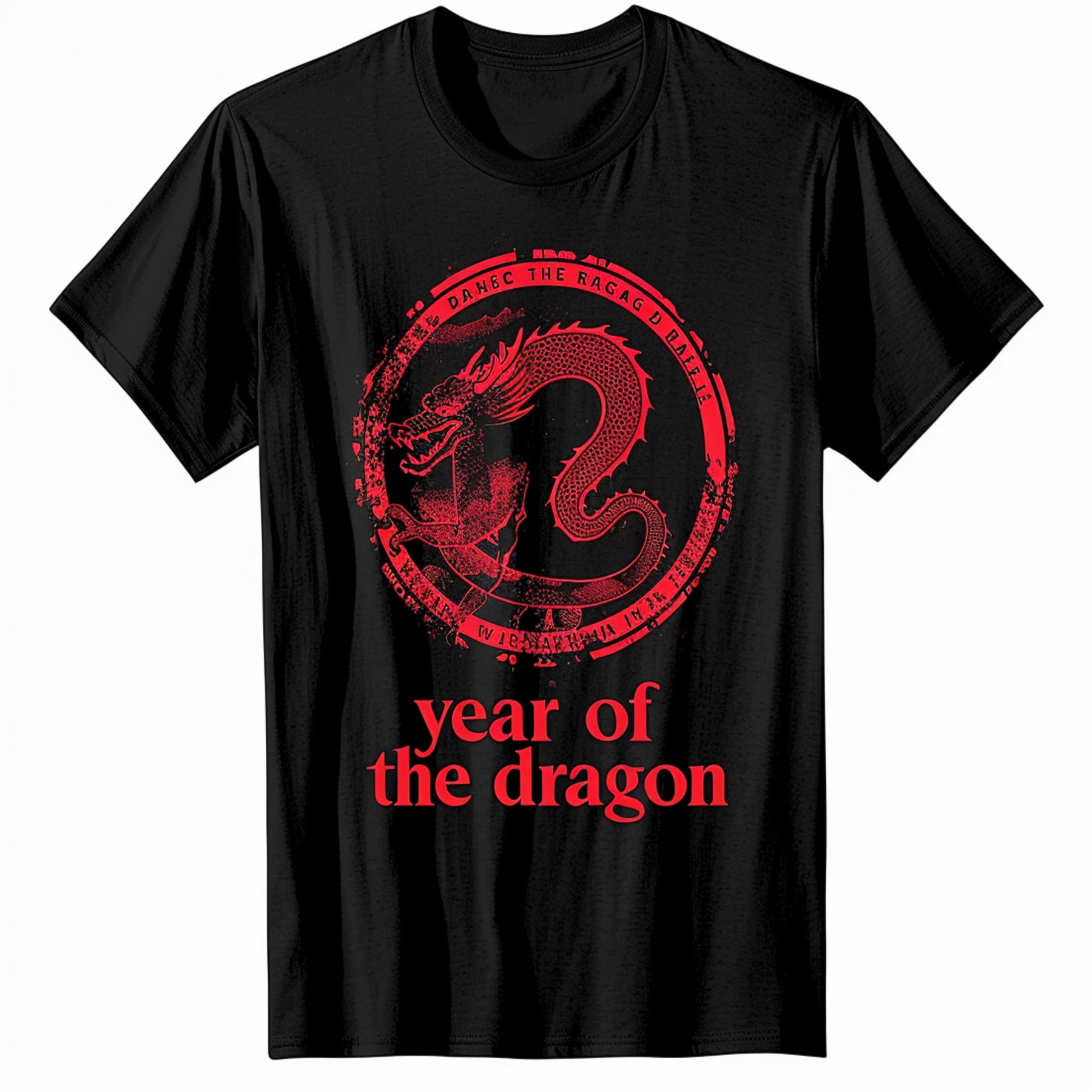 Year of the Dragon Black TShirt with Chinese Zodiac Emblem Vector