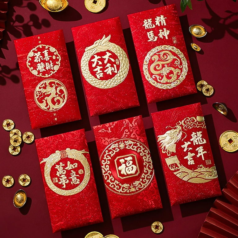  Chinese Red Envelopes 2024 Year of The Dragon Red Packet  Spring Festival Lucky Money Packets for Lucky Money Envelopes New Year  Wedding. (Red) : Office Products