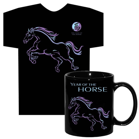 Year of the HORSE Asian Oriental Chinese Zodiac Horoscope 11oz MUG and 100% Cotton T-SHIRT. Adult XXL - (XX-LARGE)
