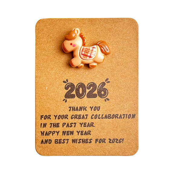 Year of the Horse Resin Pocket Hug Card THANK YOU New Year Holiday Employee Appreciation Gift Greeting Card with Keepsake Ornament for Coworker